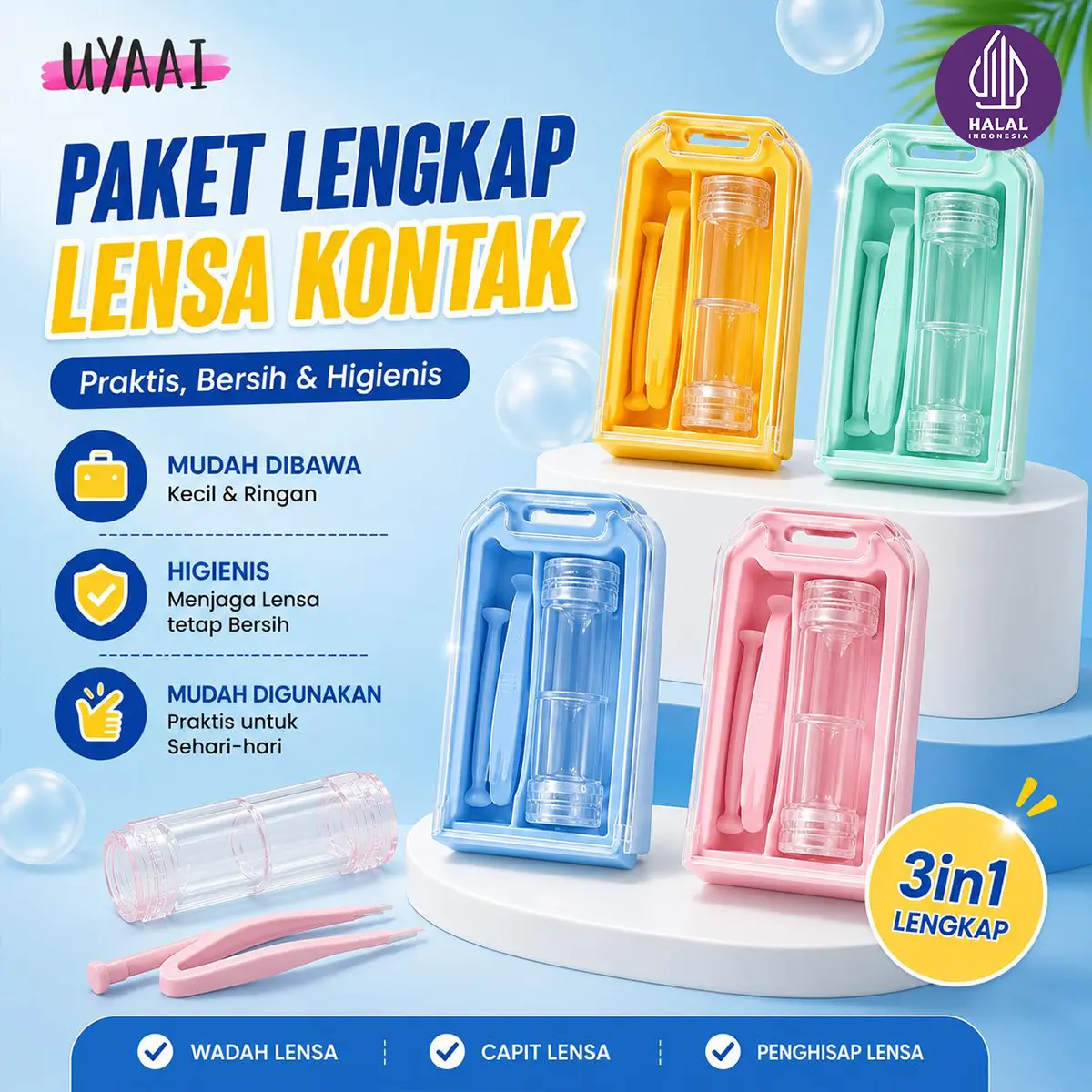 (COD) UYAAI Portable contact lens case with Tweezers Lens holder