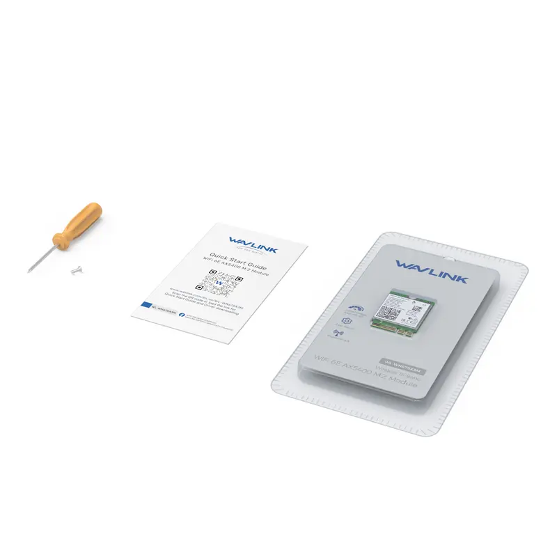 WAVLINK Kartu Nirkabel  WiFi 6E, Adaptor Jaringan Intel AX210 Tri-Band 5400Mbps 2.4GHz / 5GHz / 6GHz dengan Bluetooth 5.3 untuk Laptop, Latensi Sangat Rendah, Mendukung Windows 10 / 11 (64bit) M.2 / NGFF 8