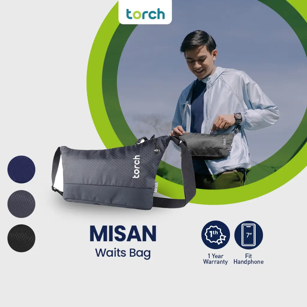 TORCH Misan Tas Selempang Bahu Pria Wanita Unisex Ringan Anti Air - Sling Bag Travel Pouch Waterproof