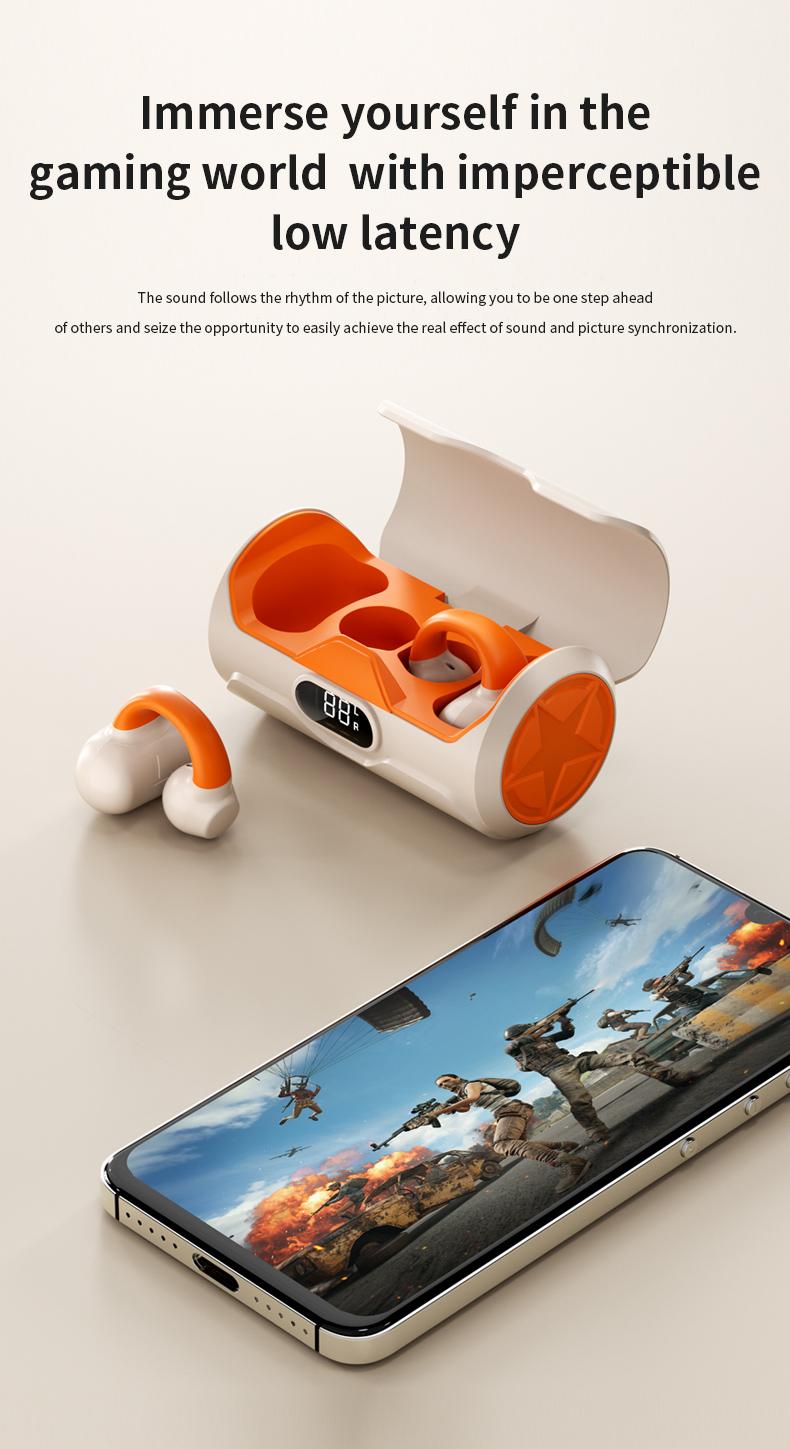 Jeep JP-EC003 Headphone Klip Telinga Nirkabel Bluetooth 5.4 Earbud Telinga Terbuka dengan Mikrofon untuk Olahraga Lari