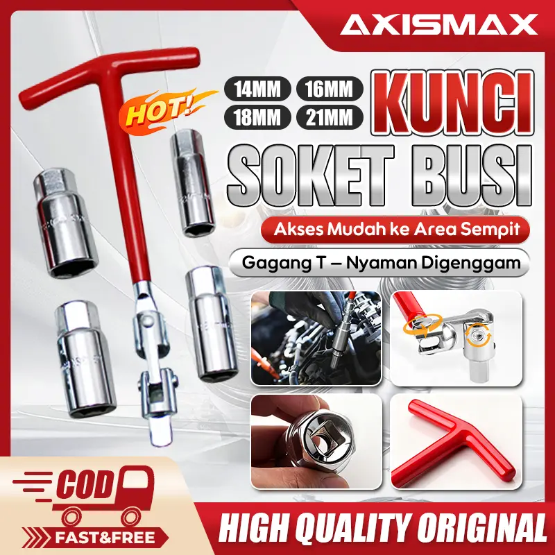 Kunci Busi Flexible 4IN1 14/16/18/21mm Lepas Pasang Spark Plug Socket Tool Untuk Motor Mobil TERBARU Kualitas Terjamin