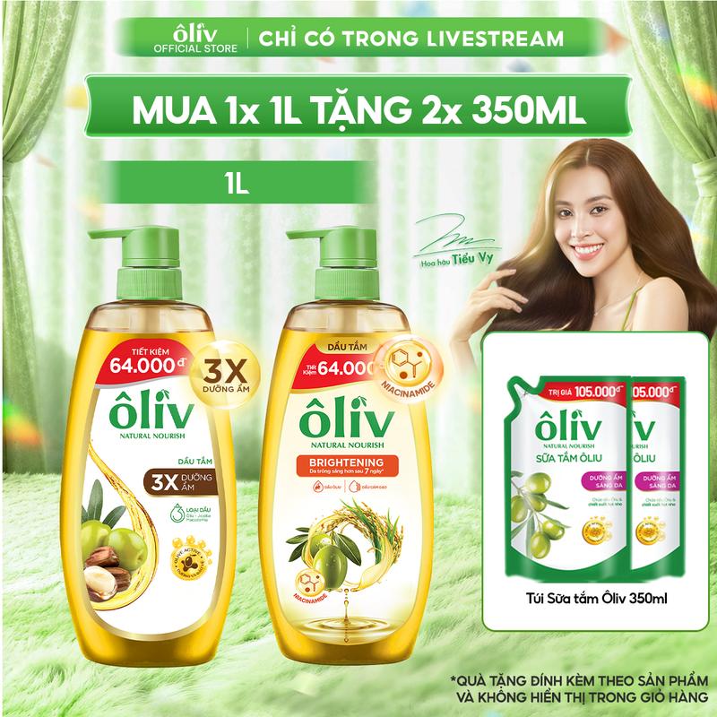 [MUA 1 TẶNG 2] Dầu Tắm/ Sữa Tắm Ôliv 1L + Tặng 2 Túi Sữa Tắm Oliv Dưỡng Ẩm Sáng Da 350MLx2 [S]