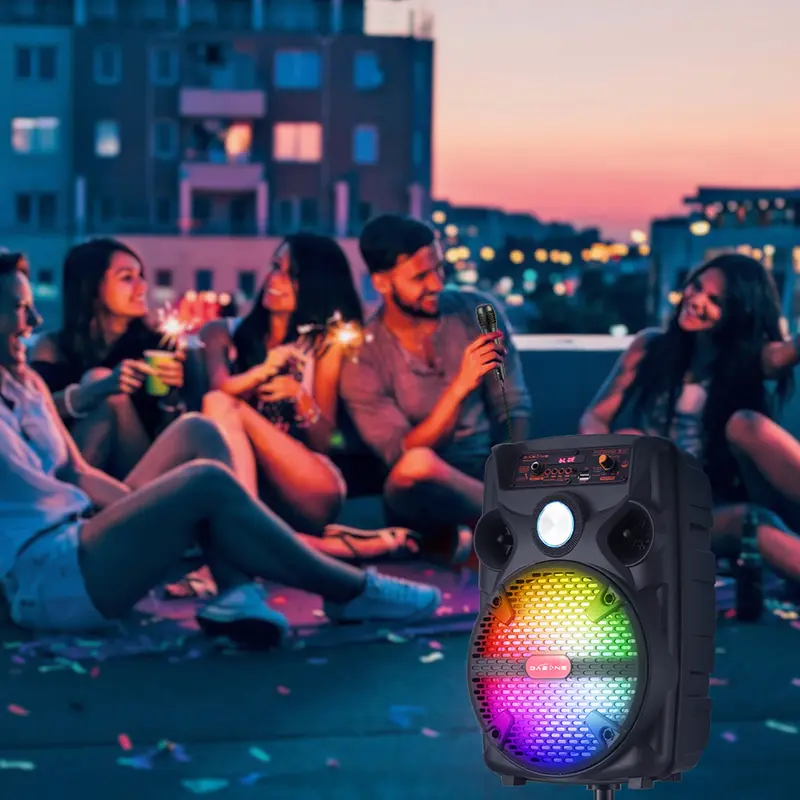 Portable Bluetooth Speaker Wireless Loud Big Party Speaker with Light and Stand, Kareoke Machine with Microphone Support Remote, FM, TWS, AUX, USB for Phone Home Outdoor 6