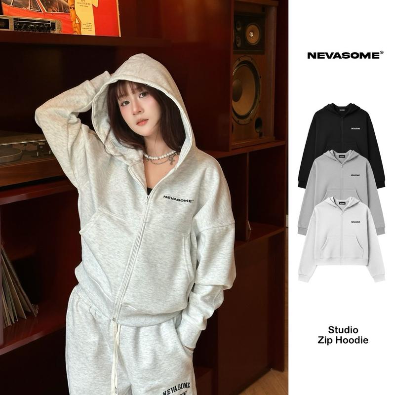 Áo Hoodie Zip Croptop Nỉ 2 Da Local Brand NEVASOME Womenswear