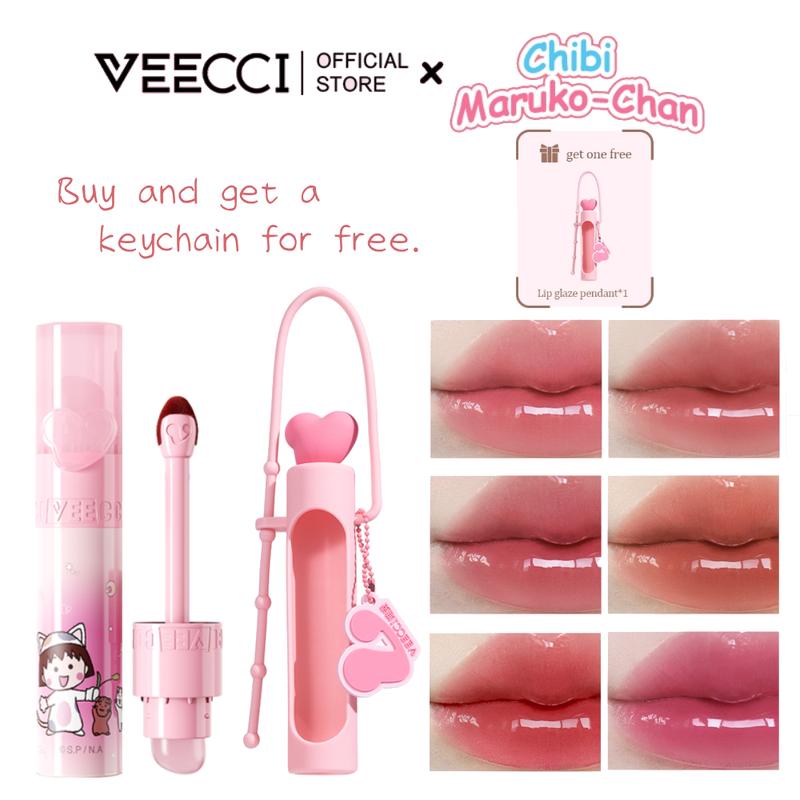  2 PCS VEECCI X Chibi Maruko-Chan 2 Trong 1 Trang điểm son môi lâu trôi 2.5g kèm cọ môi Món quà hoàn hảo cho 