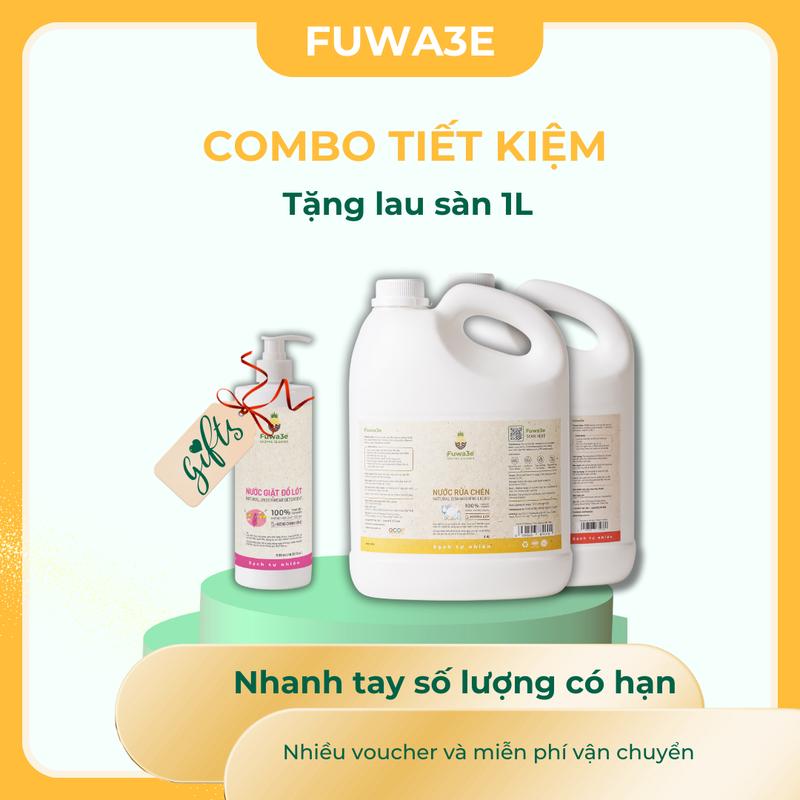 Tặng nước giặt đồ lót 500ml Combo Tiết Kiệm gồm 1 can ngâm rửa thực phẩm 3.8L và 1 can nước rửa chén 3.8L