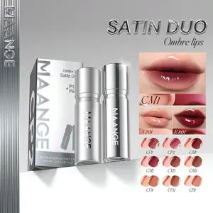 [Limited] MAANGE Satin Duo Ombre Glasting Stain Lip Tint Hasil Akhir Satin-Glow Warna Intens Tahan Lama 16 Jam Ringan Melembapkan Bibir 9 Kombinasi Warna