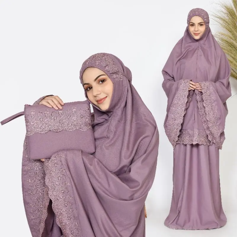 Mukena Dewasa Siti Khadijah Katun Polos Hitam Cokelat Navy Putih 0