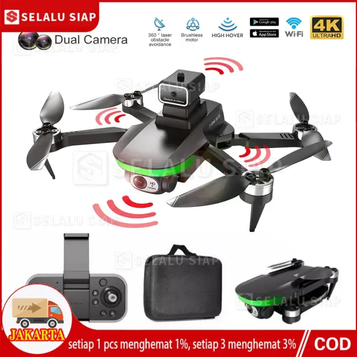 "(BISA COD) S150/S1S/S5S Mini Drone Brushless Motor Dron Dual Camera HD 8K Drone WiFi FPV Visuo Fly 20min Optical Flow Infrared Indoor Obstacle Avoidance Foldable Quadcopter Drone with LED Light Kids Toy 500Meter "
