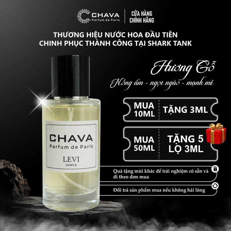 [Nước Hoa Nam Trẻ Trung, Ngọt Ngào]C CHAVA SIMPLE LEVI - Hương Gỗ Ấm Áp, Ngọt, Quyến Rũ & Mạnh Mẽ - Phong Cách Tự Tin, Cá Tính, Cuốn Hút - Chính Hãng, Lưu Hương Lâu 6-8h/Da & 3-7 Ngày/Quần Áo, Perfume Xịt Thơm