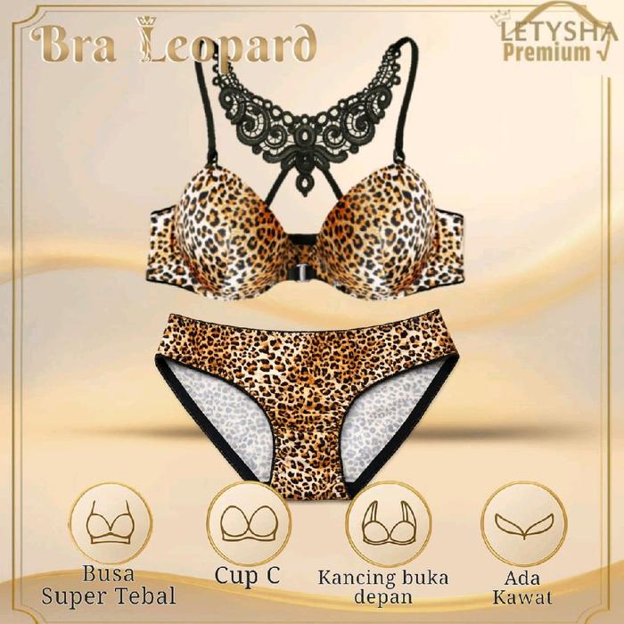 Leopard Ba Promo Letysha Premium - Leopard Bra Set Busa Tebal Push Up Cup C ...