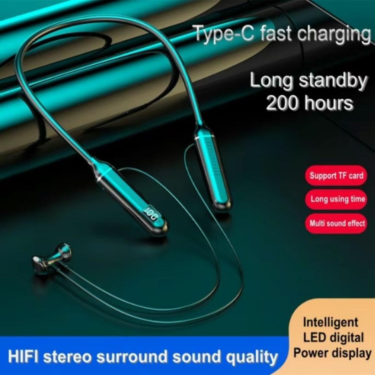 Saury BT2 AKER Neckband Earphones Bluetooth Wireless Headset dengan LED Digital Display Tahan Air untuk Kualitas Suara Terbaik