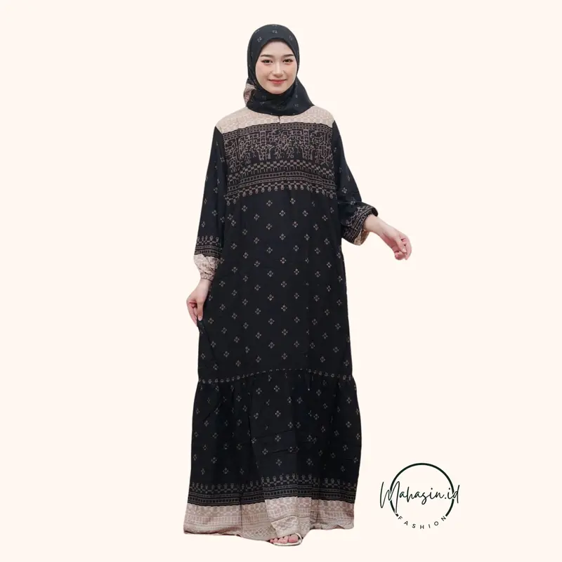 Gamis Free Hijab Denada Busui Friendly - Dress Wanita Semi Jumbo -  Gamis Wanita Kekinian Free Hijab Kain Katun Rayon Motif Nyaman 5