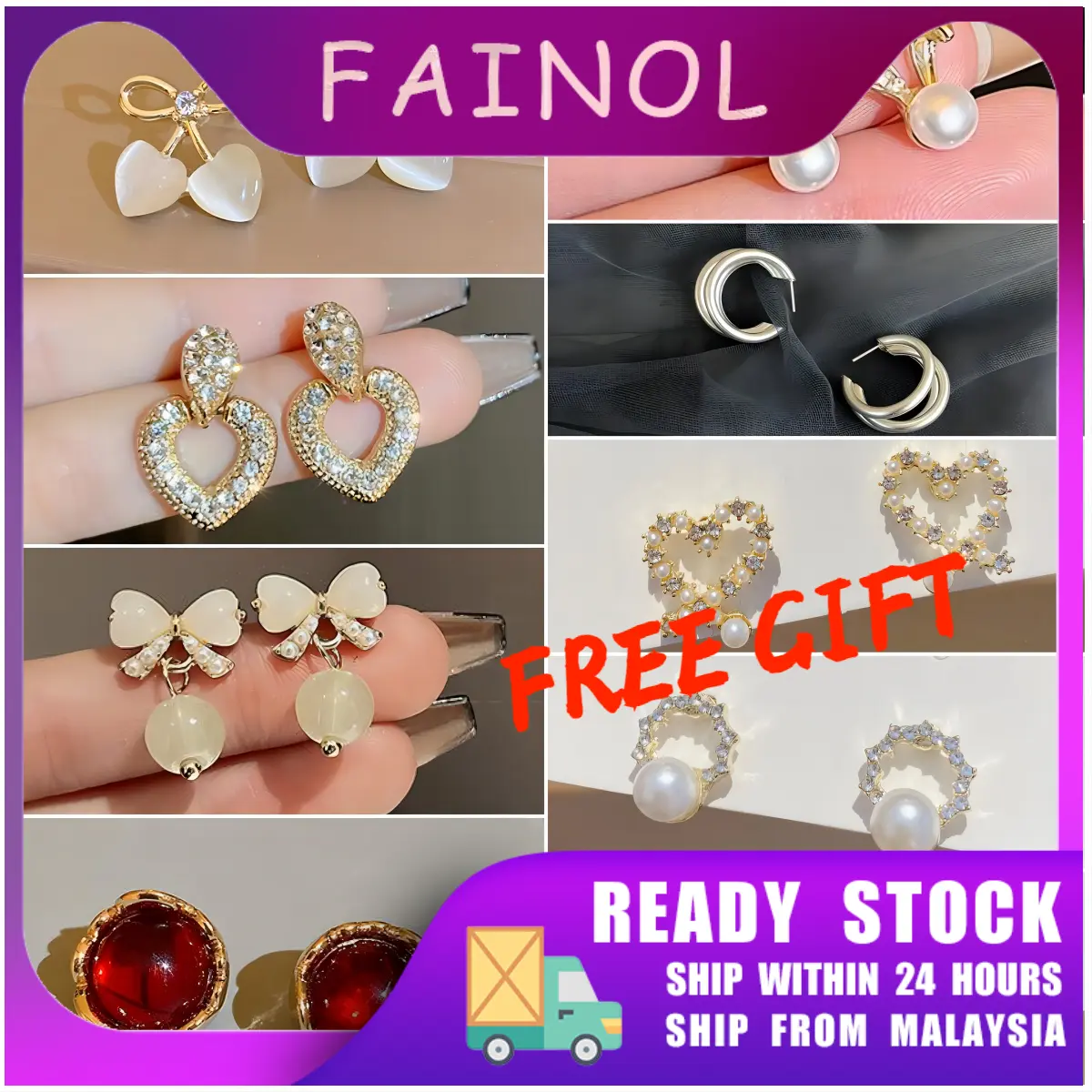 Shipping from Malaysia Earrings 2024 Wanita Baru Gadis bergaya dan halus New female fashion delicate girl