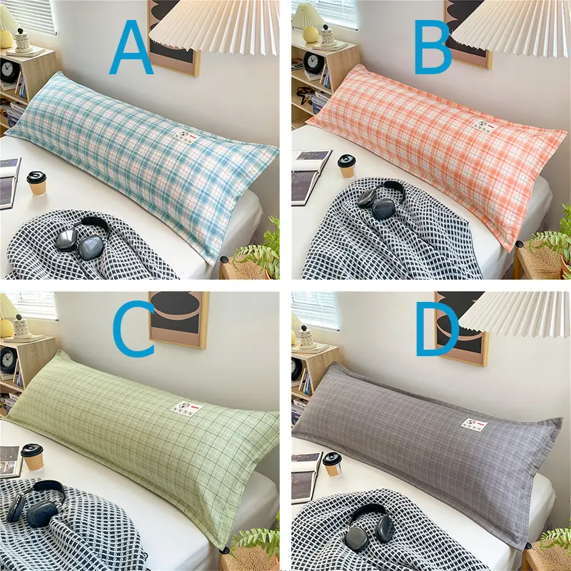 FASCHY Vải lanh cotton Vỏ gối dài, Vỏ gối kẻ sọc, Vỏ gối đôi thoáng khí, Kéo dài vỏ gối 5