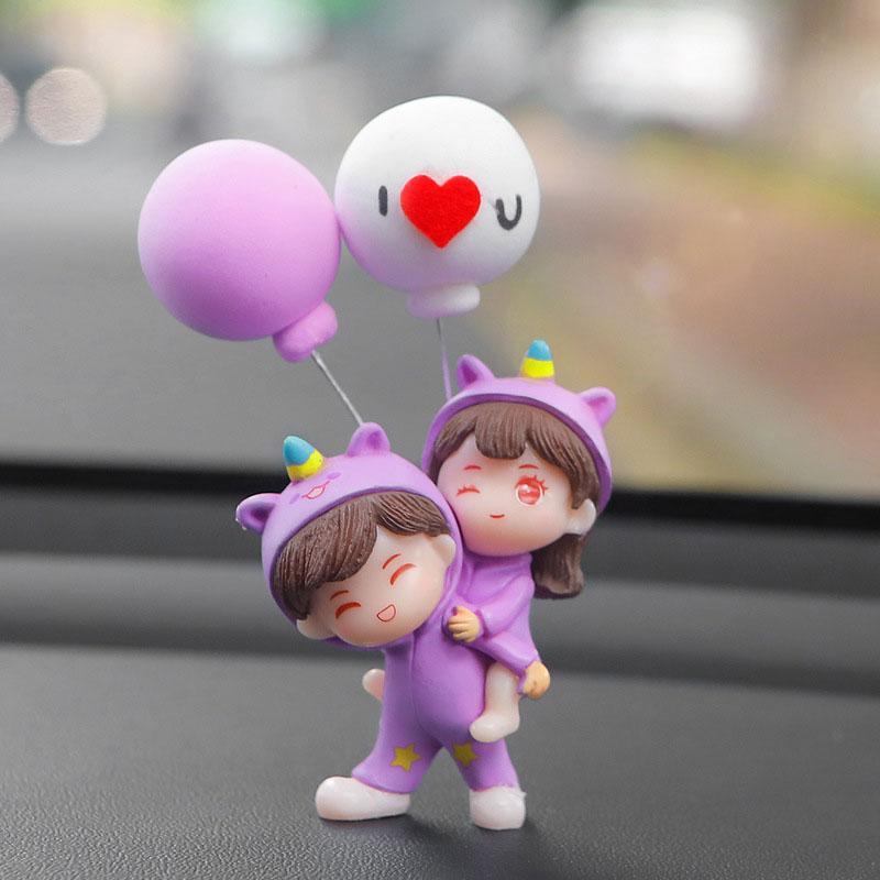 1 set/new interior decoration car omaments,cute center console decorations, girls' couple accessories, office home ornaments, send nano double sided tape 8