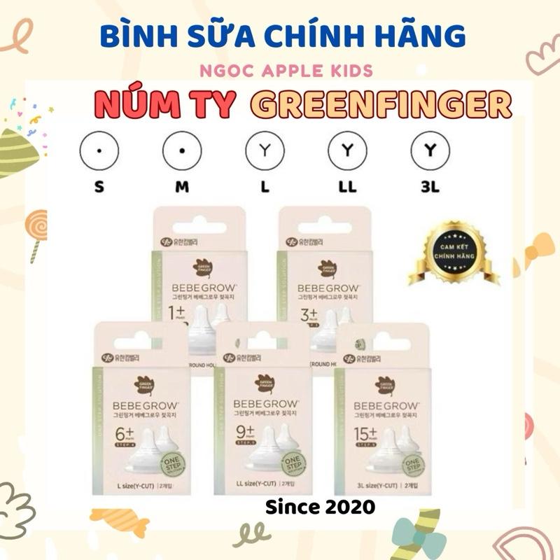  TẶNG Đục núm  Núm ti Green Finger Chính hãng Hàn quốc mềm hai van thoát khí đủ size S M L LL 3L  Lắp vừa bình Moy,Tovi,Ubmom MotherK...  