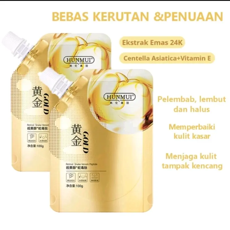 [AMPUH] Masker HUNMUI Retinol Gold Peel Off Mask Masker Wajah Gold Premium Anti Aging & Kerutan Facial Komedo 0