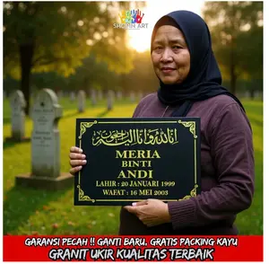 Lempengan Batu Nisan Granit Hitam 20x30 cm – Tahan Cuaca, Custom Tulisan