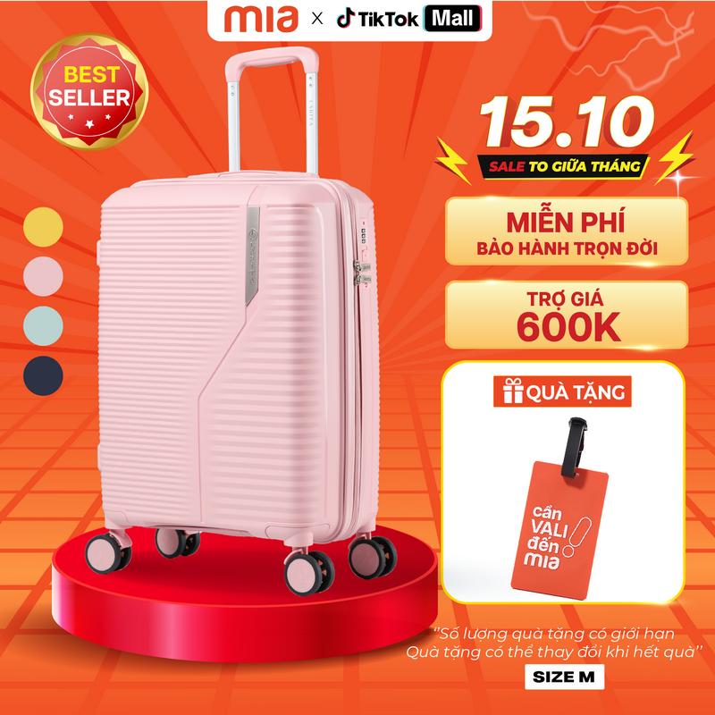 [RẺ HƠN HOÀN TIỀN] Vali Kéo MIAvn Larita GIN Size M Nhựa PP Bền Bỉ, Hạn Chế Bể Vỡ, Khoá Số An Toàn, BH Trọn Đời