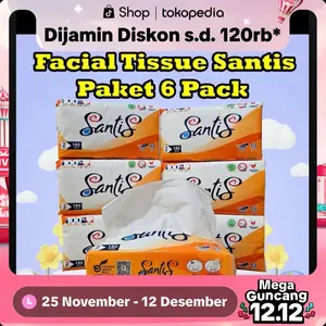 SANTIS { Paket 6 Pack 180 sheet } SANTIS FACIAL TISSUE 180 SHET ISI 6 PACK Tisu
