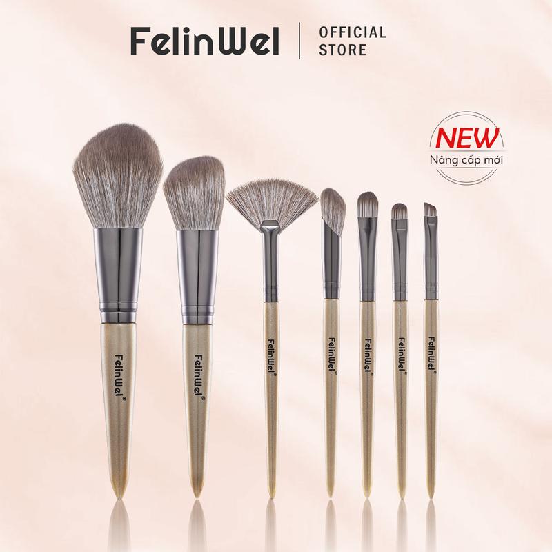 FelinWel - 7 Chiếc, Bộ Cọ Trang Điểm Mềm Mại, Không Thử Nghiệm Trên Động Vật Và Thuần Chay, Thích Hợp Sử Dụng Chuyên Nghiệp, Tặng Kèm Túi, Nữ Mỹ Phẩm