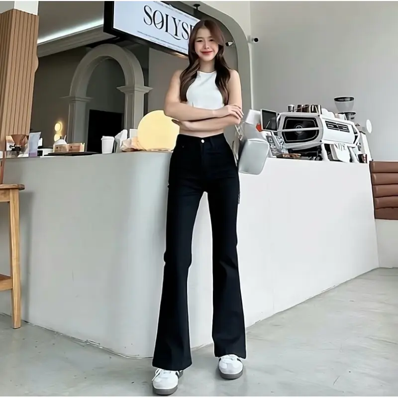 Celana Jeans Wanita Cutbray Stretch- Celana Wanita Kekinian Highwaist Polos Slim Fit premium 3