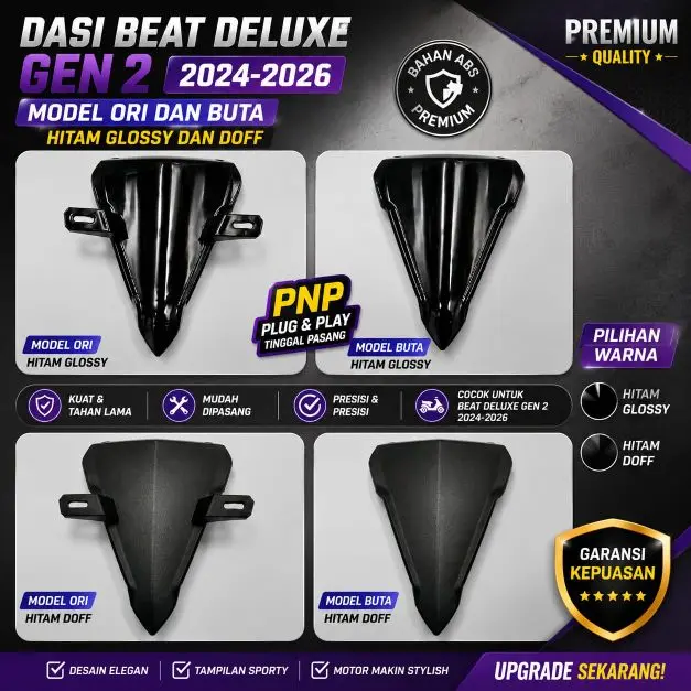 Dasi Beat Deluxe Gen 2 2024-2026 Model Ori & Buta Hitam Glossy & Doff ...