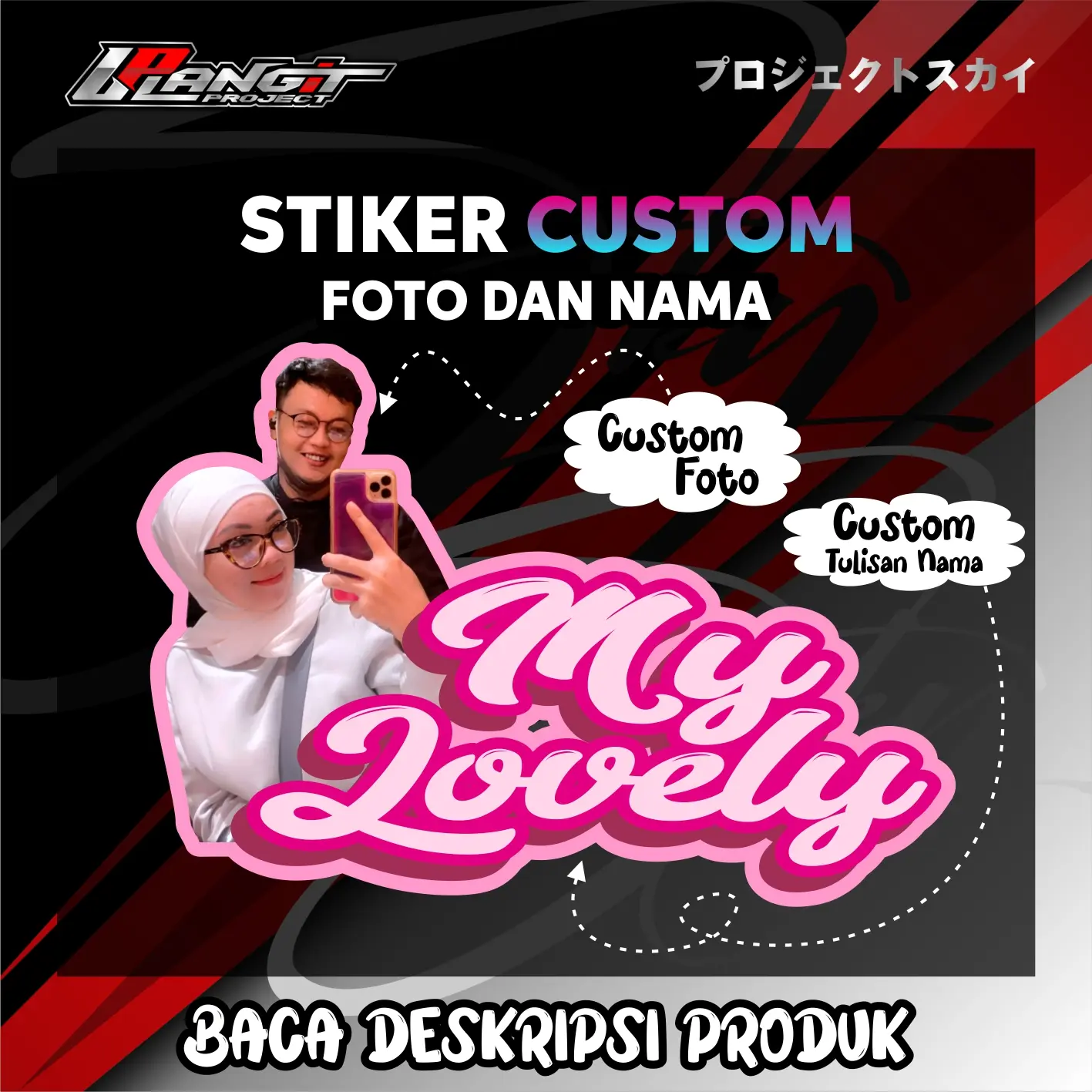 [2pcs] Stiker Custom Nama dan Foto isi 2pcs, stiker custom foto nama