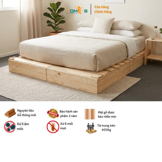 Giường pallet gỗ thông Behomes , đã xử lí ẩm mốc mối mọt [Gỗ mới - Hàng Không