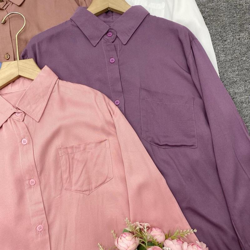 KEMEJA SAKU SATU RAYON TWILL KEMEJA BASIK LENGAN PANJANG POLOS 4