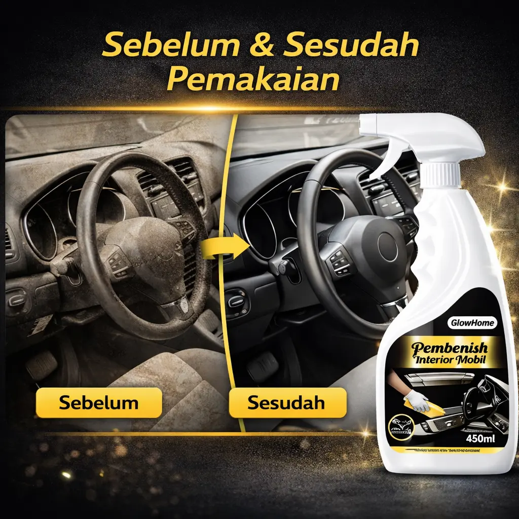 【COD】GlowHome Perlengkapan Mobil Pembersih Multifungsi 450ml Tidak Hanya untuk Interior Mobil Juga untuk Rumah Menghilangkan Bau Tidak Sedap Hasil Bersih Kinclong Seperti Baru - Car