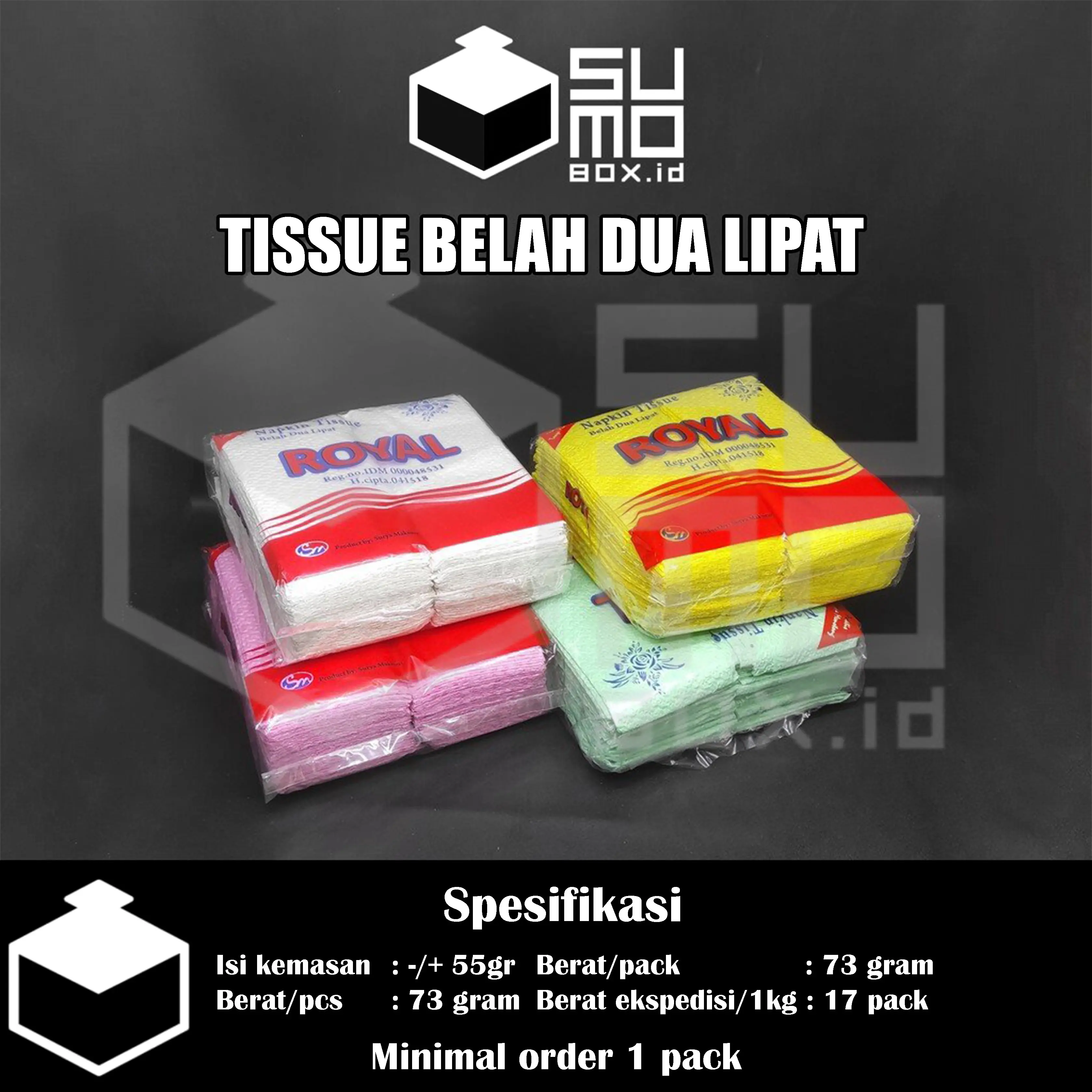 Tissue Belah dua lipat isi -/+ 55gram/ Tissue makan sendok garpu / Tisu Plasmanan