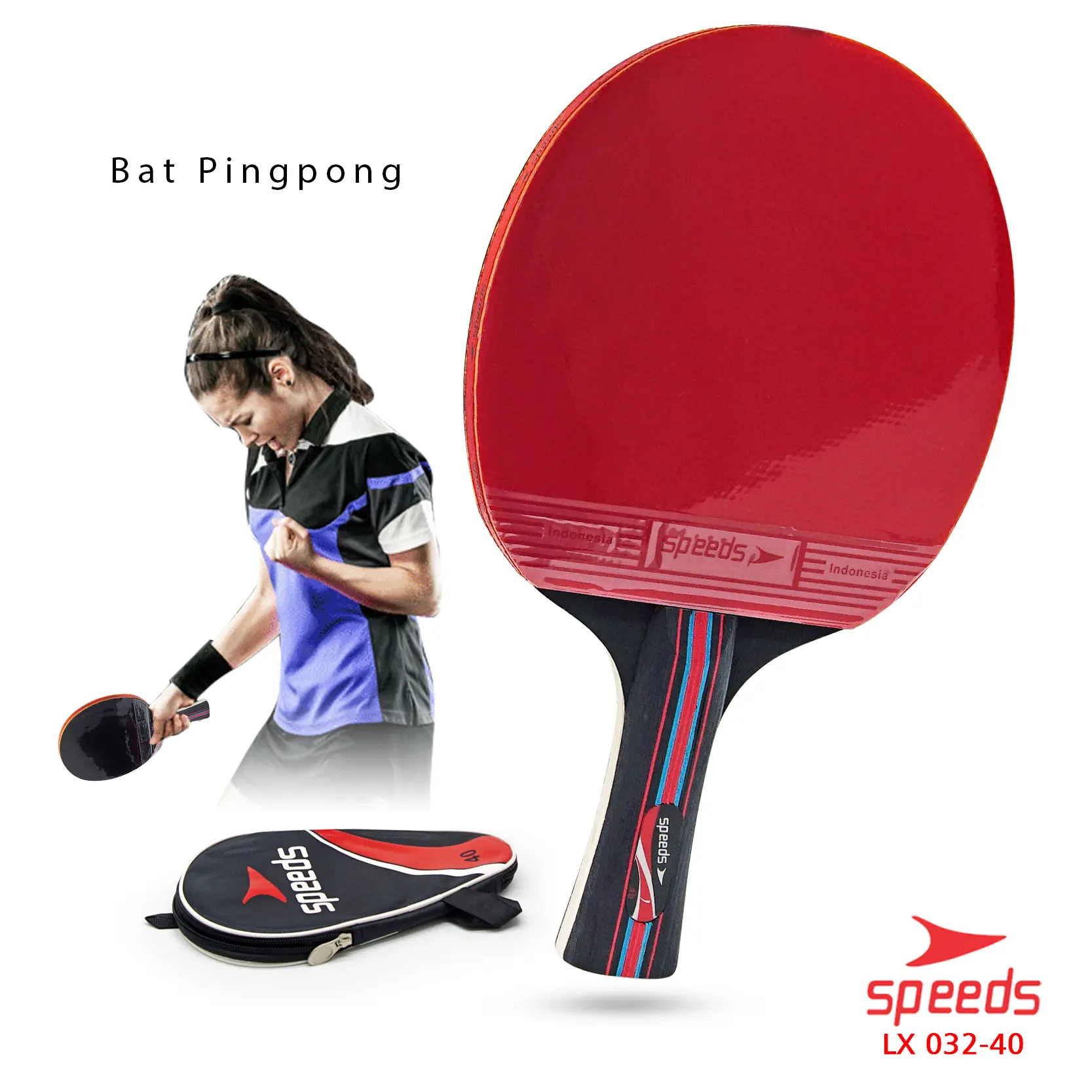 SPEEDS Bet Pingpong Tenis Meja Alat Pukul Tenis Meja Portable Ball Outdoor Pingpong Bet Bad Bat Table Tennis Racket 032-40