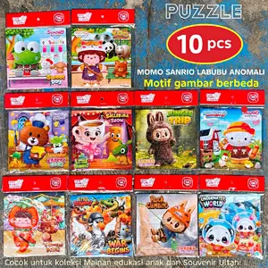 PROMO 10 PCS PUZZLE MOMO SANRIO LABUBU HOLOGRAM JIGSAW MAINAN EDUKASI ANAK HADIAH SUVENIR ULTAH Gift