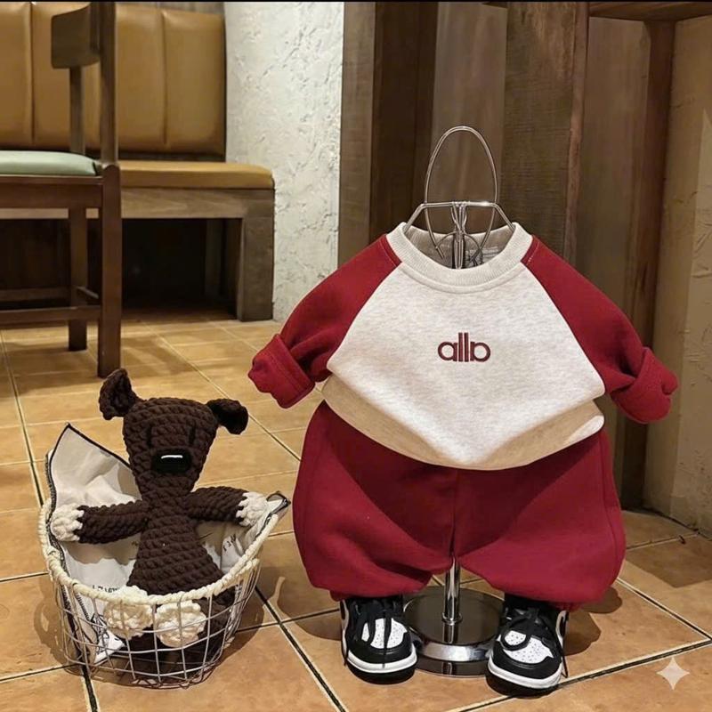 Bộ quần áo nỉ bông ALLa phối màu phong cách cho bé 8-18kg