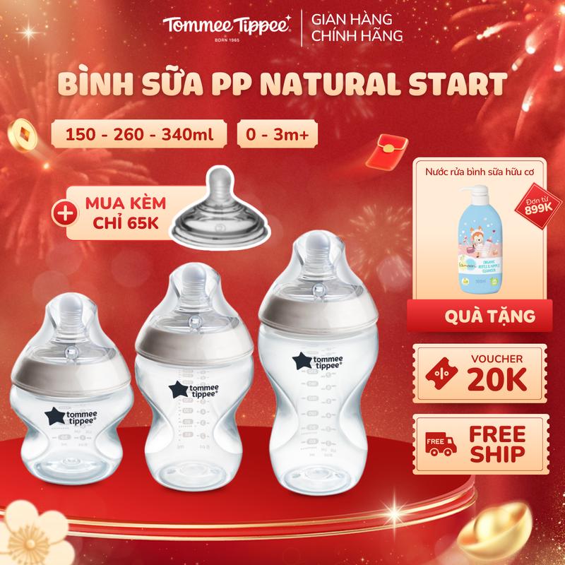  Bình Sữa PP Tommee Tippee Nhiều Size Nhiều Màu Được Mua Kèm Thêm 1 Size Núm Ty Bất Kì 