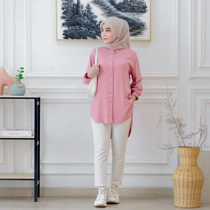 Talita Simple Blouse Atasan Wanita Lengan 7/8 Bahan Rayon Twill Ukuran M-XXL LD 120cm 5