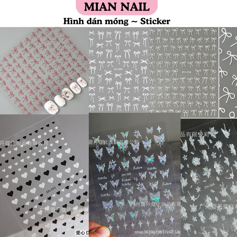 Bộ dán móng tay với nhiều mẫu hoa 3D sticker nơ gấu bướm trái tim noel giáng sinh - Làm Nail