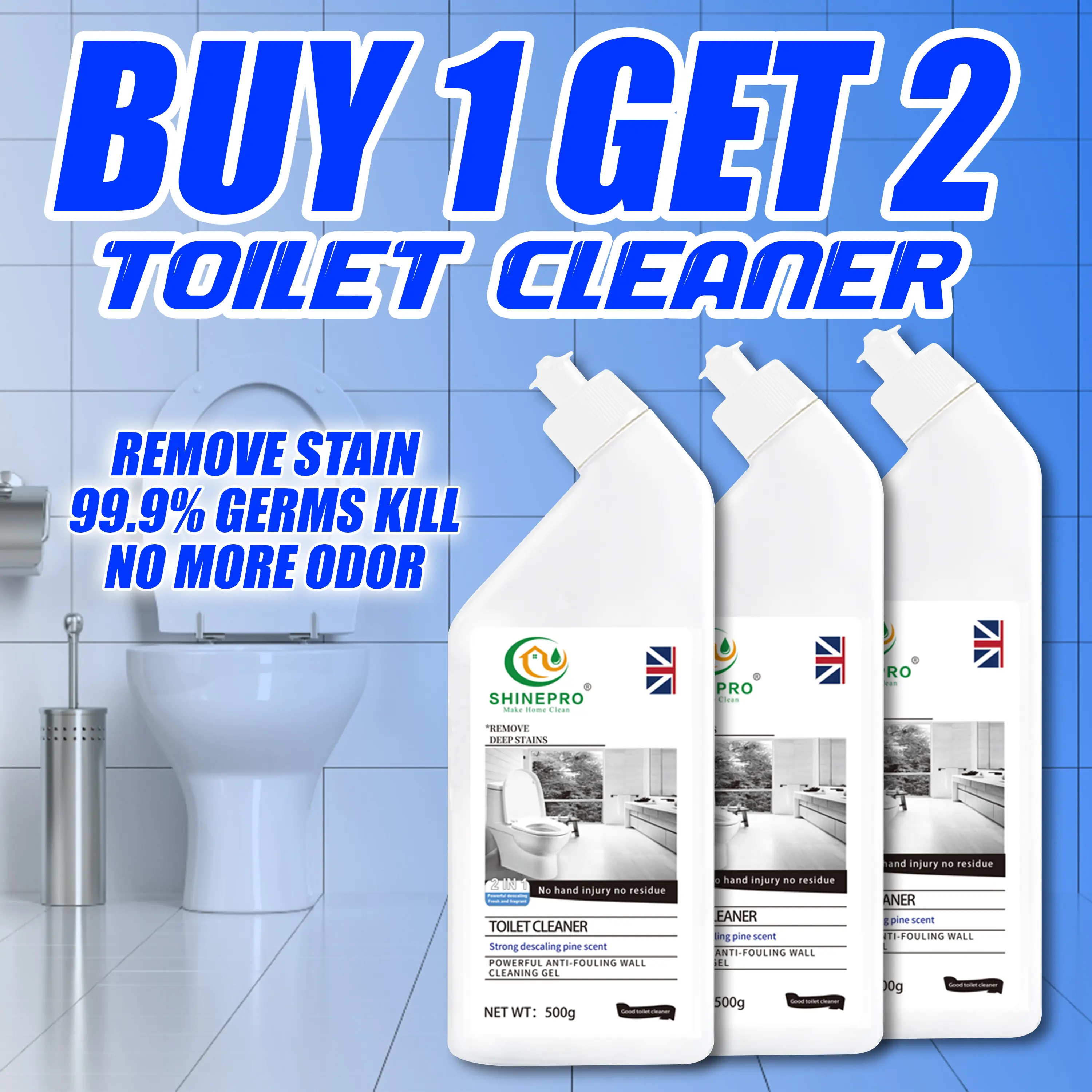 Shinepro Buy 1 Get 2 Floral. Lemon. Natural Cleaning Urine, Scale, Rust, Grease, Toilets,, Toilet Cleaning Liquid Strong Urinary Dirt Removal Toilet Cleaner Fragrance Household Light Flower Perfume Wall Wood Scented