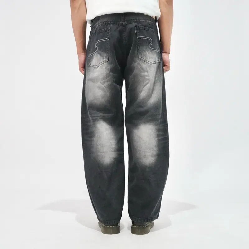 Selfless - Wide Leg Jeans Loose Pants Pria - Celana Panjang Jeans - Celana Denim Pria - Celana Retro Street Style 4