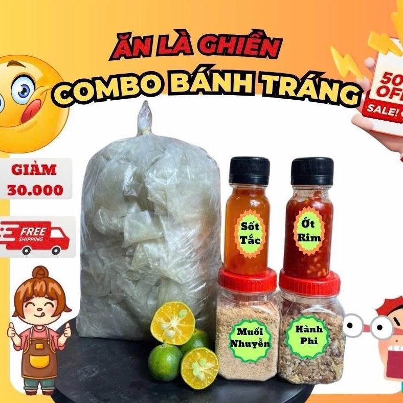 [ 1kg ] Bánh Tráng Ủ Bơ Tặng 100gr Muối Nhuyễn Sặc 50gr Hành Phi 2 Chai Sốt Chắm Ăn Cùng