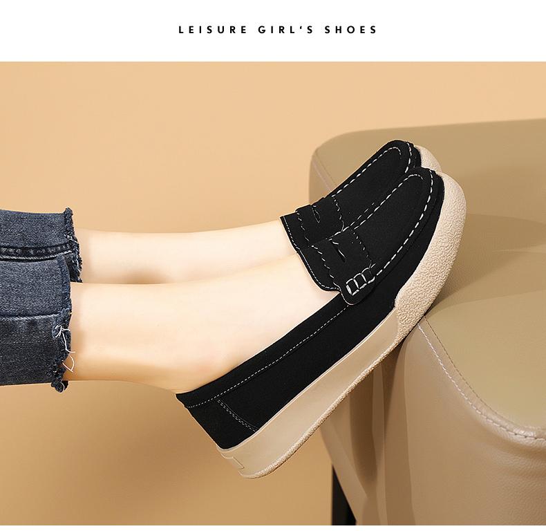 Product Introduction of Giày Da Lộn Cổ Điển Cho Nữ, Giày Đế Mềm, Giày Trượt Chân, Thường Ngày Round Toe Flat Heel (1 cm or less) Shoes Thun 24