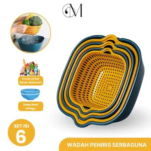 Grove Maison Saringan Sayur Buah Baskom Plastik Pencuci Baskom set  6in1 Peniris Air Keranjang Tirisan Multifungsi Saringan Serbaguna