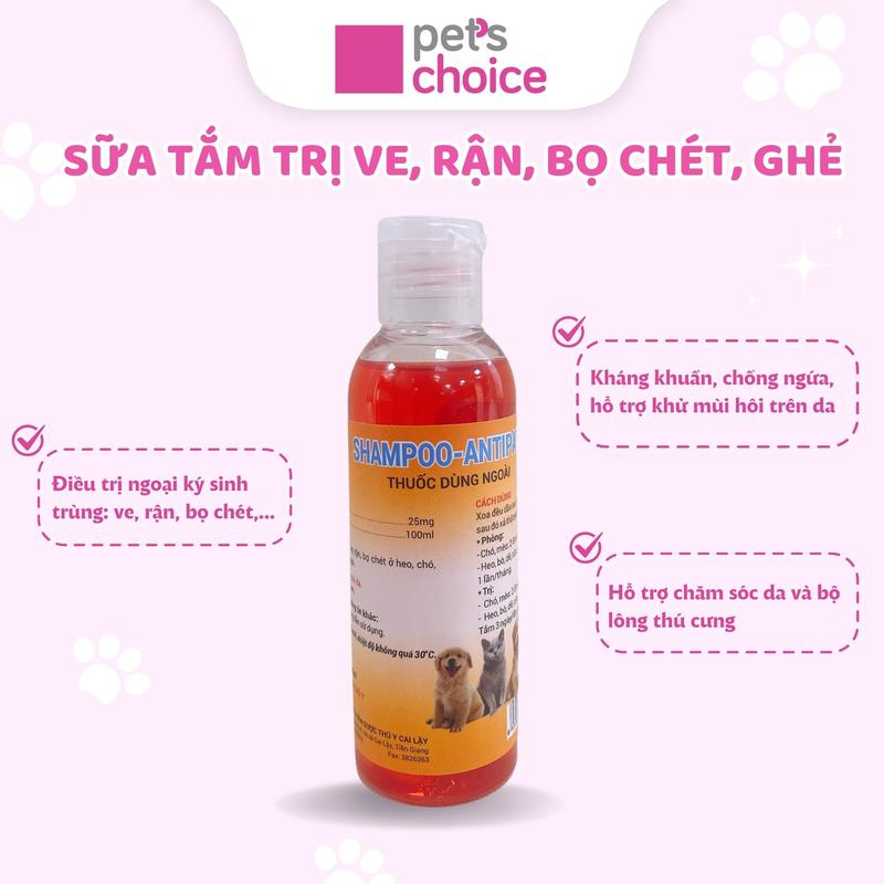 Sữa tắm cho chó mèo SAMPOO ANTIPARA 100ml 1