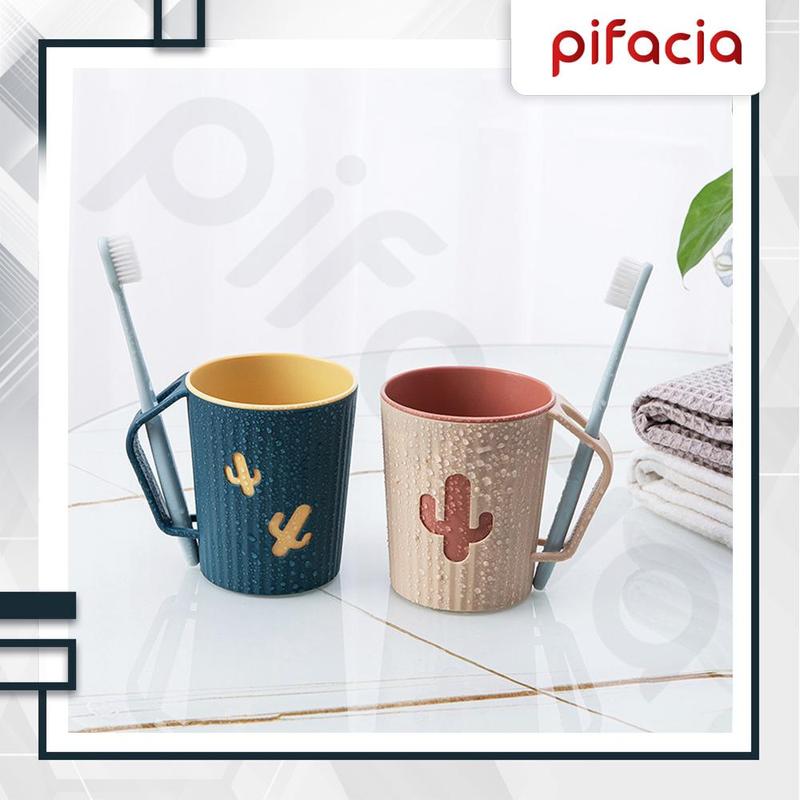 PIFACIA Gelas Kaktus Tempat Sikat Gigi Kumur Karakter Lucu Perlengkapan Kamar Mandi Cangkir BPA FREE Multifungsi 0
