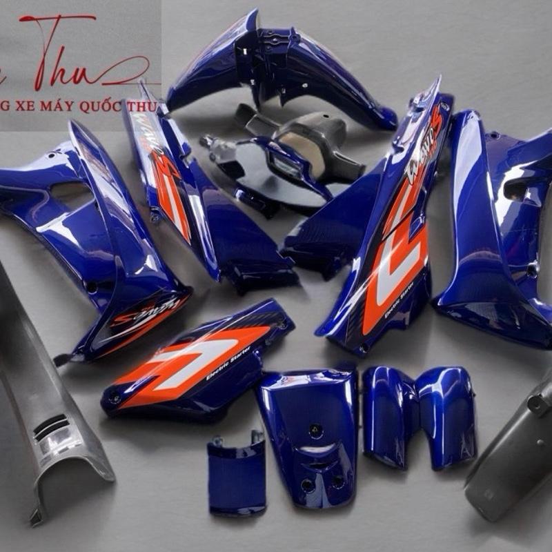  Bộ nhựa xe wave 100 màu xanh tím dán sẵn tem. Nhựa ABS. 