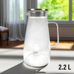 One Two Cups Teko Pitcher Kaca Tahan Panas Api Water Jug 2.2L - Transparent
