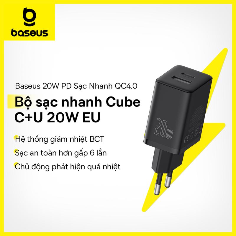  Củ Sạc Nhanh Baseus 20W tích hợp 2 cổng loại USB  C phù hợp cho Iphone  Samsung  Tablets Phụ Kiện 