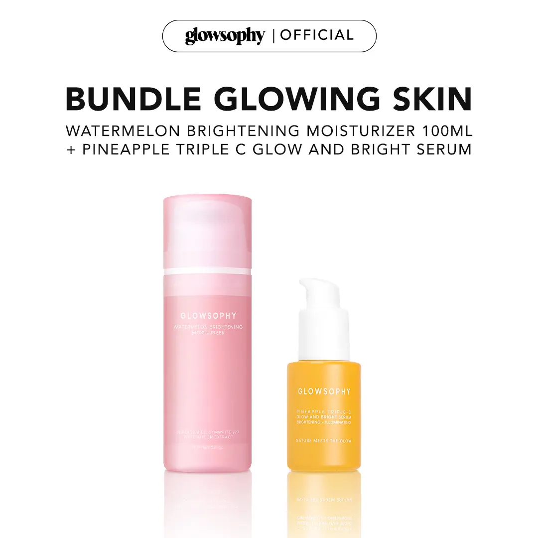 Glowsophy Bundle Glow Skin Watermelon Brightening Moisturizer 100 ml + Pineapple Triple C Glow and Bright Serum 30 ml